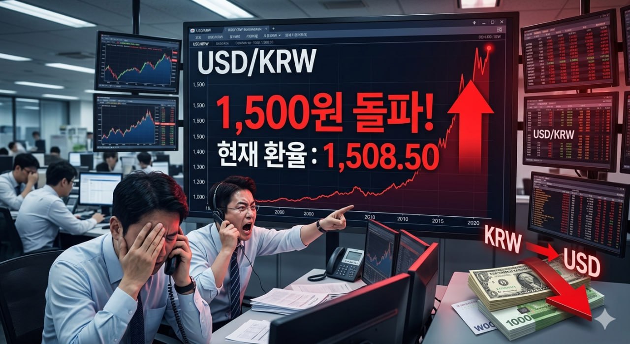 원달러 환율 추이 — 금융위기 이후 17년 만에 1,500원 돌파